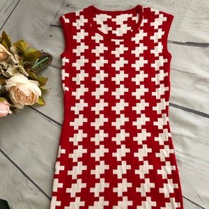 Sleeveless mini dress red and white